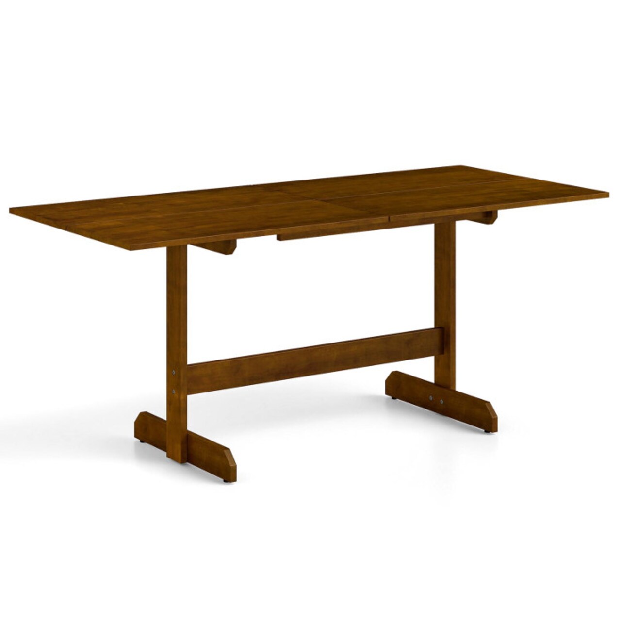Natural Wood Dining Table for 6-8 – Rubber Wood Frame with MDF Top, 220-lb Capacity